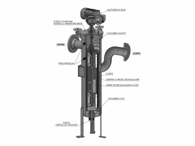 Vue en coupe d'un filtre autonettoyant à brossage motorisé – Poutet Filtration